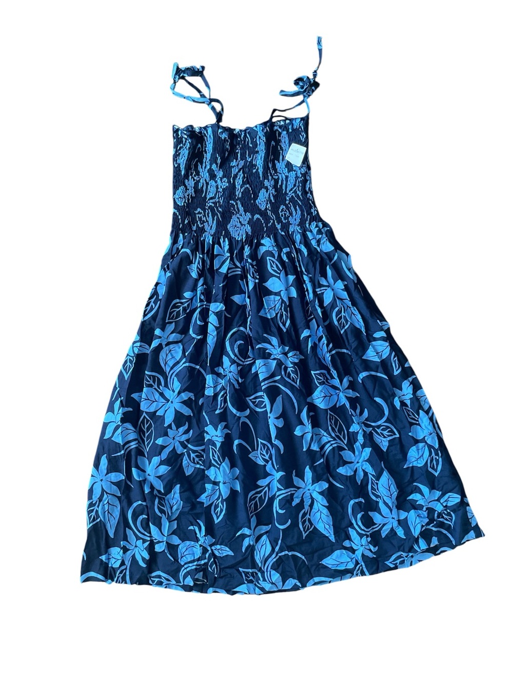 Hilo Hattie Navy and Light Blue Floral Midi Dress